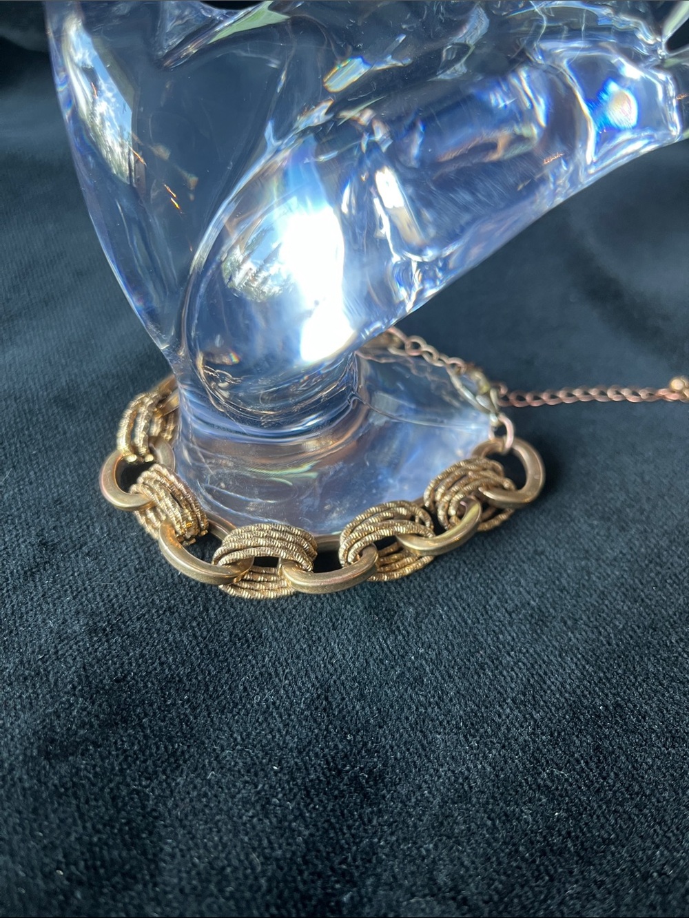 Gold-Tone Interlocking Textured Link and Ring Bracelet - Women Jewelry